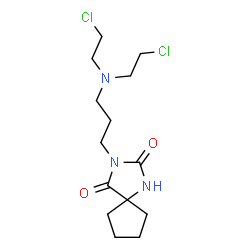 ChemSpider 2D Image | 3-{3-[Bis(2-chloroethyl)amino]propyl}-1,3-diazaspiro[4.4]nonane-2,4-dione | C14H23Cl2N3O2
