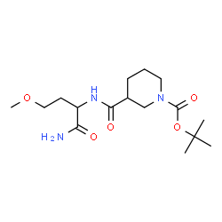 ChemSpider 2D Image | 2-Methyl-2-propanyl 3-[(1-amino-4-methoxy-1-oxo-2-butanyl)carbamoyl]-1-piperidinecarboxylate | C16H29N3O5
