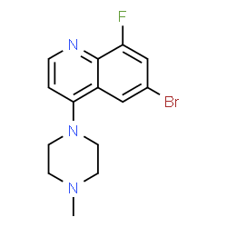 ChemSpider 2D Image | 6-Bromo-8-fluoro-4-(4-methyl-1-piperazinyl)quinoline | C14H15BrFN3