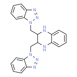 ChemSpider 2D Image | 2,3-Bis(1H-benzotriazol-1-ylmethyl)-1,2,3,4-tetrahydroquinoxaline | C22H20N8