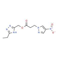 ChemSpider 2D Image | (3-Ethyl-1H-1,2,4-triazol-5-yl)methyl 3-(4-nitro-1H-pyrazol-1-yl)propanoate | C11H14N6O4