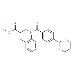 ChemSpider 2D Image | Methyl N-[4-(1,3-dithian-2-yl)benzoyl]-N-(2-methylphenyl)-beta-alaninate | C22H25NO3S2