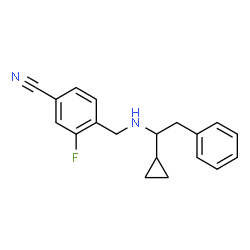 ChemSpider 2D Image | 4-{[(1-Cyclopropyl-2-phenylethyl)amino]methyl}-3-fluorobenzonitrile | C19H19FN2