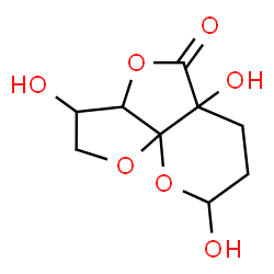ChemSpider 2D Image | 3,5a,8-Trihydroxyhexahydro-2H,5H-furo(3',2':2,3)furo(3,4-b)pyran-5-one | C9H12O7
