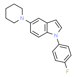 ChemSpider 2D Image | 1-(4-Fluorophenyl)-5-(1-piperidinyl)-1H-indole | C19H19FN2