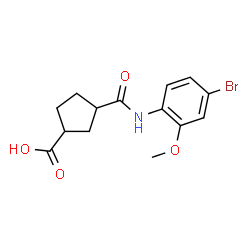 ChemSpider 2D Image | 3-[(4-Bromo-2-methoxyphenyl)carbamoyl]cyclopentanecarboxylic acid | C14H16BrNO4