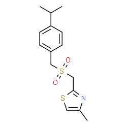 ChemSpider 2D Image | 2-{[(4-Isopropylbenzyl)sulfonyl]methyl}-4-methyl-1,3-thiazole | C15H19NO2S2