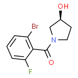 ChemSpider 2D Image | (2-Bromo-6-fluorophenyl)[(3S)-3-hydroxy-1-pyrrolidinyl]methanone | C11H11BrFNO2