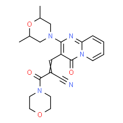 ChemSpider 2D Image | 3-[2-(2,6-Dimethyl-4-morpholinyl)-4-oxo-4H-pyrido[1,2-a]pyrimidin-3-yl]-2-(4-morpholinylcarbonyl)acrylonitrile | C22H25N5O4