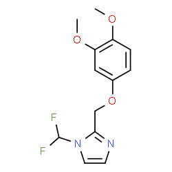 ChemSpider 2D Image | 1-(Difluoromethyl)-2-[(3,4-dimethoxyphenoxy)methyl]-1H-imidazole | C13H14F2N2O3