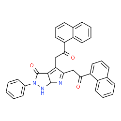 ChemSpider 2D Image | 4,5-Bis[2-(1-naphthyl)-2-oxoethyl]-2-phenyl-1,6a-dihydropyrrolo[2,3-c]pyrazol-3(2H)-one | C35H25N3O3