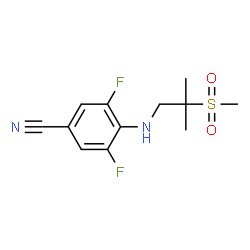 ChemSpider 2D Image | 3,5-Difluoro-4-{[2-methyl-2-(methylsulfonyl)propyl]amino}benzonitrile | C12H14F2N2O2S