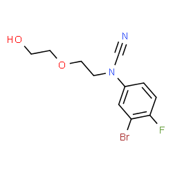 ChemSpider 2D Image | (3-Bromo-4-fluorophenyl)[2-(2-hydroxyethoxy)ethyl]cyanamide | C11H12BrFN2O2