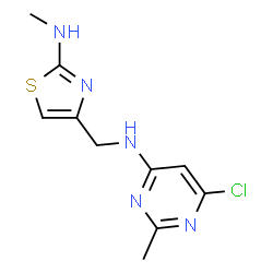 ChemSpider 2D Image | 6-Chloro-2-methyl-N-{[2-(methylamino)-1,3-thiazol-4-yl]methyl}-4-pyrimidinamine | C10H12ClN5S