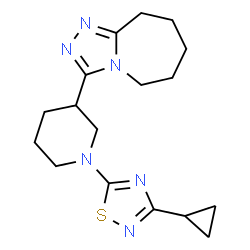 ChemSpider 2D Image | 3-[1-(3-Cyclopropyl-1,2,4-thiadiazol-5-yl)-3-piperidinyl]-6,7,8,9-tetrahydro-5H-[1,2,4]triazolo[4,3-a]azepine | C17H24N6S