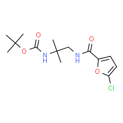 ChemSpider 2D Image | 2-Methyl-2-propanyl {1-[(5-chloro-2-furoyl)amino]-2-methyl-2-propanyl}carbamate | C14H21ClN2O4
