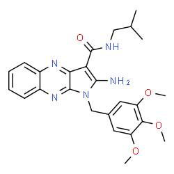 ChemSpider 2D Image | 2-Amino-N-isobutyl-1-(3,4,5-trimethoxybenzyl)-1H-pyrrolo[2,3-b]quinoxaline-3-carboxamide | C25H29N5O4