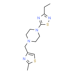 ChemSpider 2D Image | 1-(3-Ethyl-1,2,4-thiadiazol-5-yl)-4-[(2-methyl-1,3-thiazol-4-yl)methyl]piperazine | C13H19N5S2