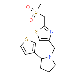 ChemSpider 2D Image | 2-[(Methylsulfonyl)methyl]-4-{[2-(3-thienyl)-1-pyrrolidinyl]methyl}-1,3-thiazole | C14H18N2O2S3