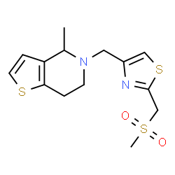 ChemSpider 2D Image | 4-Methyl-5-({2-[(methylsulfonyl)methyl]-1,3-thiazol-4-yl}methyl)-4,5,6,7-tetrahydrothieno[3,2-c]pyridine | C14H18N2O2S3
