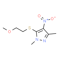 ChemSpider 2D Image | 5-[(2-Methoxyethyl)sulfanyl]-1,3-dimethyl-4-nitro-1H-pyrazole | C8H13N3O3S