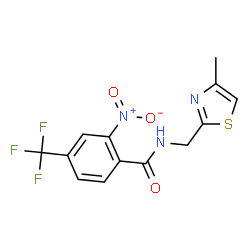 ChemSpider 2D Image | N-[(4-Methyl-1,3-thiazol-2-yl)methyl]-2-nitro-4-(trifluoromethyl)benzamide | C13H10F3N3O3S