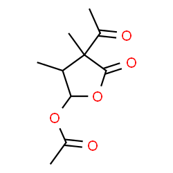 ChemSpider 2D Image | 4-Acetyl-3,4-dimethyl-5-oxotetrahydro-2-furanyl acetate | C10H14O5
