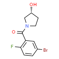ChemSpider 2D Image | (5-Bromo-2-fluorophenyl)[(3R)-3-hydroxy-1-pyrrolidinyl]methanone | C11H11BrFNO2