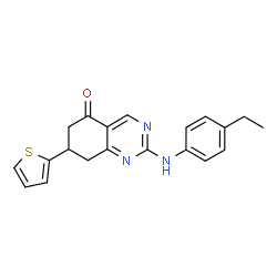 ChemSpider 2D Image | 2-[(4-Ethylphenyl)amino]-7-(2-thienyl)-7,8-dihydro-5(6H)-quinazolinone | C20H19N3OS