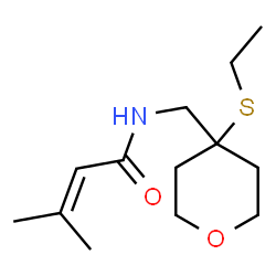 ChemSpider 2D Image | N-{[4-(Ethylsulfanyl)tetrahydro-2H-pyran-4-yl]methyl}-3-methyl-2-butenamide | C13H23NO2S
