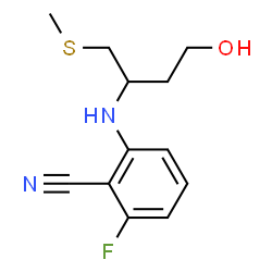 ChemSpider 2D Image | 2-Fluoro-6-{[4-hydroxy-1-(methylsulfanyl)-2-butanyl]amino}benzonitrile | C12H15FN2OS