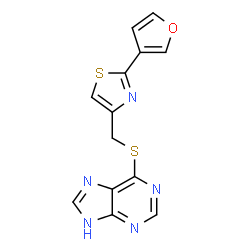 ChemSpider 2D Image | 6-({[2-(3-Furyl)-1,3-thiazol-4-yl]methyl}sulfanyl)-1H-purine | C13H9N5OS2