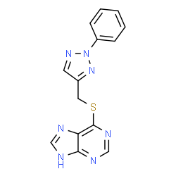 ChemSpider 2D Image | 6-{[(2-Phenyl-2H-1,2,3-triazol-4-yl)methyl]sulfanyl}-1H-purine | C14H11N7S