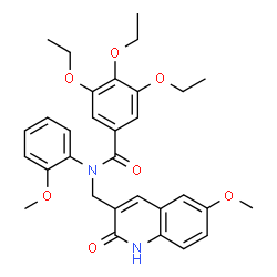 ChemSpider 2D Image | 3,4,5-Triethoxy-N-[(6-methoxy-2-oxo-1,2-dihydro-3-quinolinyl)methyl]-N-(2-methoxyphenyl)benzamide | C31H34N2O7