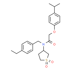 ChemSpider 2D Image | N-(1,1-Dioxidotetrahydro-3-thiophenyl)-N-(4-ethylbenzyl)-2-(4-isopropylphenoxy)acetamide | C24H31NO4S