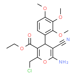 ChemSpider 2D Image | Ethyl 6-amino-2-(chloromethyl)-5-cyano-4-(2,3,4-trimethoxyphenyl)-4H-pyran-3-carboxylate | C19H21ClN2O6