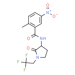 ChemSpider 2D Image | 2-Methyl-5-nitro-N-[2-oxo-1-(2,2,2-trifluoroethyl)-3-pyrrolidinyl]benzamide | C14H14F3N3O4