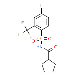ChemSpider 2D Image | N-{[4-Fluoro-2-(trifluoromethyl)phenyl]sulfonyl}cyclopentanecarboxamide | C13H13F4NO3S
