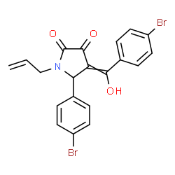 ChemSpider 2D Image | 1-Allyl-5-(4-bromophenyl)-4-[(4-bromophenyl)(hydroxy)methylene]-2,3-pyrrolidinedione | C20H15Br2NO3