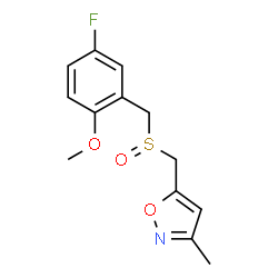 ChemSpider 2D Image | 5-{[(5-Fluoro-2-methoxybenzyl)sulfinyl]methyl}-3-methyl-1,2-oxazole | C13H14FNO3S