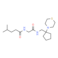 ChemSpider 2D Image | 4-Methyl-N-[2-oxo-2-({[1-(4-thiomorpholinyl)cyclopentyl]methyl}amino)ethyl]pentanamide | C18H33N3O2S