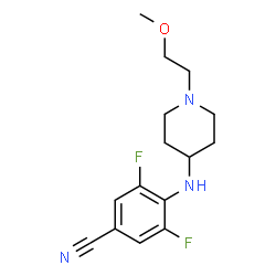 ChemSpider 2D Image | 3,5-Difluoro-4-{[1-(2-methoxyethyl)-4-piperidinyl]amino}benzonitrile | C15H19F2N3O