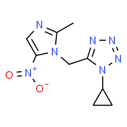 ChemSpider 2D Image | 1-Cyclopropyl-5-[(2-methyl-5-nitro-1H-imidazol-1-yl)methyl]-1H-tetrazole | C9H11N7O2