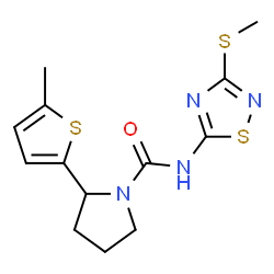 ChemSpider 2D Image | N-[3-(Methylsulfanyl)-1,2,4-thiadiazol-5-yl]-2-(5-methyl-2-thienyl)-1-pyrrolidinecarboxamide | C13H16N4OS3