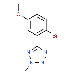ChemSpider 2D Image | 5-(2-Bromo-5-methoxyphenyl)-2-methyl-2H-tetrazole | C9H9BrN4O