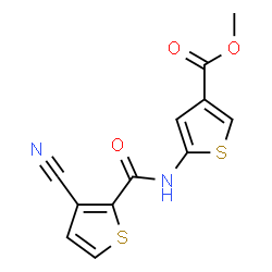 ChemSpider 2D Image | Methyl 5-{[(3-cyano-2-thienyl)carbonyl]amino}-3-thiophenecarboxylate | C12H8N2O3S2