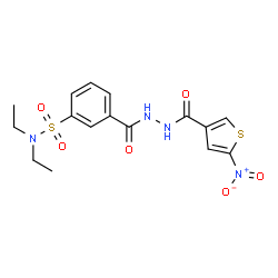 ChemSpider 2D Image | N,N-Diethyl-3-({2-[(5-nitro-3-thienyl)carbonyl]hydrazino}carbonyl)benzenesulfonamide | C16H18N4O6S2