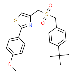 ChemSpider 2D Image | 2-(4-Methoxyphenyl)-4-({[4-(2-methyl-2-propanyl)benzyl]sulfonyl}methyl)-1,3-thiazole | C22H25NO3S2