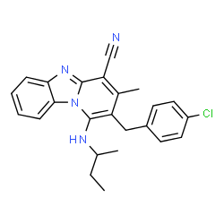 ChemSpider 2D Image | 1-(sec-Butylamino)-2-(4-chlorobenzyl)-3-methylpyrido[1,2-a]benzimidazole-4-carbonitrile | C24H23ClN4