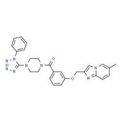 ChemSpider 2D Image | {3-[(6-Methylimidazo[1,2-a]pyridin-2-yl)methoxy]phenyl}[4-(1-phenyl-1H-tetrazol-5-yl)-1-piperazinyl]methanone | C27H26N8O2
